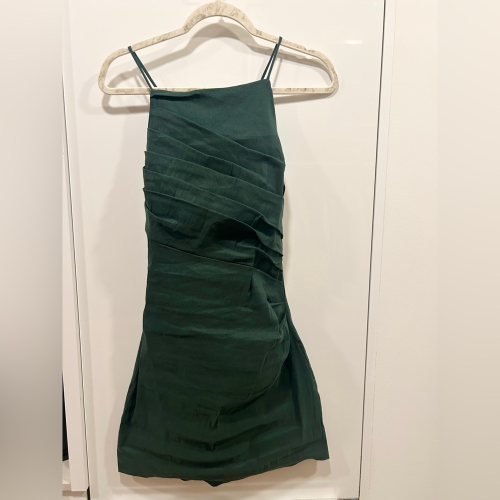 Zara Green Halter Sheath Dress for Cocktail